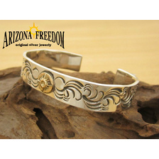 ARIZONA FREEDOM 12mm K18 台付太陽神巻唐草ブレス 黒仕上げ画像