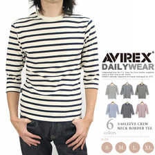 AVIREX DAILY 3/4SLEEVE COTTON BORDER TEE 6143409画像