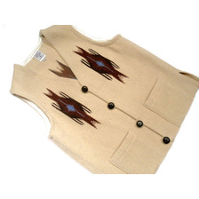 Ortega's SQUARE FRONT WOVEN VEST/sand beige x brown/size 38画像