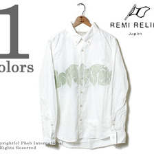 REMI RELIEF LEAFプリント シルクコットンボタンダウンシャツ RN14149 110画像