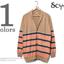 SCYE BASICS 16GGコットンボーダーカーディガン 5114-11054画像