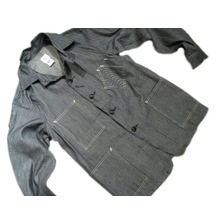 POST OVERALLS #1102SB SWEET BEAR INDIGO STRIPE JACKET/indigo画像
