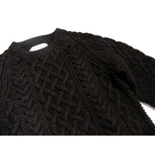 INVERALLAN 1H CREWNECK COTTON BLACK DENIM ARAN SWEATER made in scotland画像