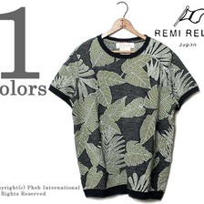 REMI RELIEF インディゴジャガード織りリーフアロハクルー半袖ニット RN14149 039画像