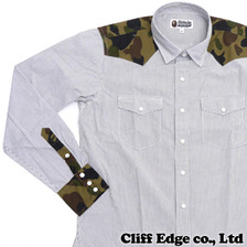 A BATHING APE 1ST CAMO&times;STRIPE WESTERN SH  BLACK 1A30-131-028画像