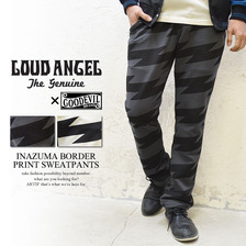 LOUD ANGEL &times; GOOD EVIL イナヅマボーダープリント スウェットパンツ画像