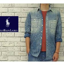 POLO RALPH LAUREN インディゴ パッチワーク シャツ画像