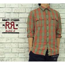 RRL チンスト&マチ付き コットン チェック シャツ画像