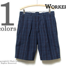 Workers SHORTS, MEN'S COTTON, Dark Madras画像