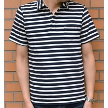 DENIME 1202-012 マリンボーダーポロシャツ画像