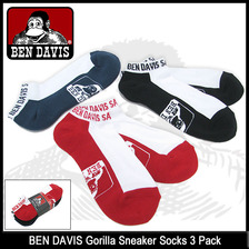 BEN DAVIS Gorilla Sneaker Socks 3 Pack BDS-9302画像