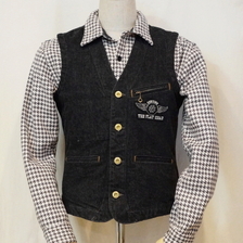 THE FLAT HEAD DV-05W ブラックデニムベスト05W画像