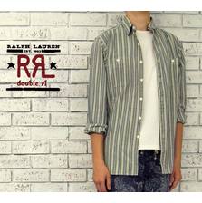 RRL シャンブレ ストライプ マチ付き シャツ画像