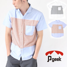 Pgeek ボーダー切り替え半袖シャツ画像