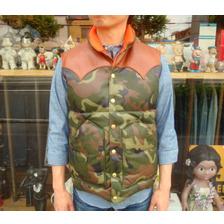 RAINBOW COUNTRY LEATHER DOWN VEST COWHIDE&times;HORSEHIDE CAMO画像
