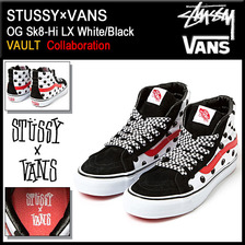 STUSSY &times; VANS OG Sk8-Hi LX White/Black VAULT VN-0OZEEEK画像