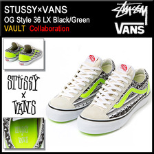 STUSSY &times; VANS OG Style 36 LX Black/Green VAULT VN-0SF5C4U画像