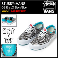 STUSSY &times; VANS OG Era LX Black/Blue VAULT VN-0OZDC4S画像