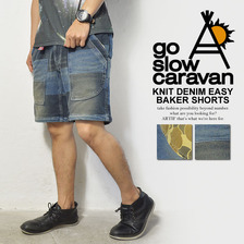 go slow caravan KNIT DENIM EASY BAKER SHORTS 380224画像