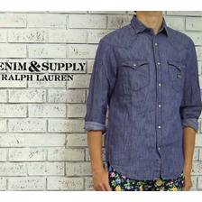 DENIM & SUPPLY Ralph Lauren コットン&times;リネン 後染め ウエスタン シャツ画像