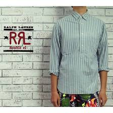 RRL チンスト＆マチ付き ストライプ プルオーバー シャツ画像