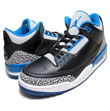 NIKE AIR JORDAN 3 RETRO BLACK/SPORT BLUE-WOLF GREY 136064-007画像
