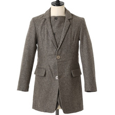 FRANK LEDER GREY LODEN WOOL COAT 421028画像