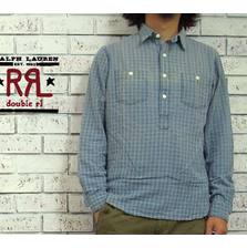 RRL チンスト＆マチ付き チェック プルオーバー シャツ画像