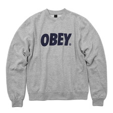OBEY BASIC CREW NECK FLEECE "OBEY FONT" (H.GRAY&times;NAVY) STANDARD ISSUE画像