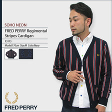 FRED PERRY Regimental Stripes Cardigan SOHO NEON F3113画像