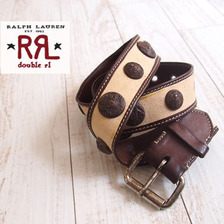 RRL ヴィンテージ キャンバス&times;レザー ベルト画像