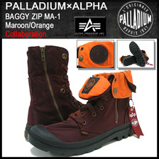 PALLADIUM &times; ALPHA BAGGY ZIP MA-1 Maroon/Orange 03224-648画像
