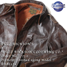 Buzz Rickson's A-2 "BUZZ RICKSON CLOTHING CO." Order No.27752 Pigment finished aging model BR80374画像