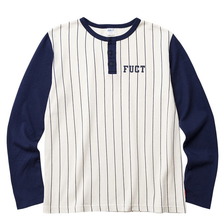 FUCT SSDD STRIPE HENLEY NECK L/S TEE (WHITE&times;NAVY) 3701画像
