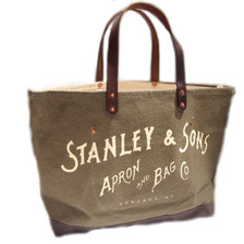 STANLEY & SONS STANDARD LOGO TOTE(L) MADE IN U.S.A./olive x natural画像