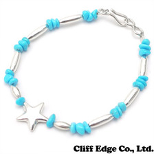 THE BINGO BROTHERS ターコイズビーズxシルバーパイプ スター(大) ブレスレット SILVERxTARQUOISE画像
