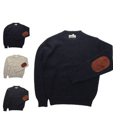 MINNESOTA RUGG エルボーパッチ付き ラグウール クルーネック セーター メンズ ウール 長袖画像