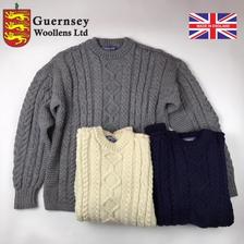 GUERNSEY WOOLLENS CREW ARAN SWEATER F14G-02画像