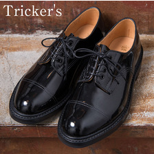 Tricker's Cap Toe Country Enamel Shoes PATENT BLACK M7195画像
