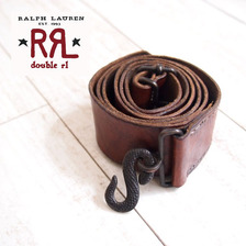 RRL スネークフック レザーベルト BROWN画像