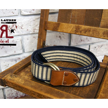 RRL マリンストライプ キャンバス リング ベルト/BLUE画像