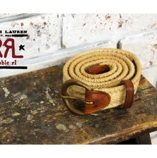 RRL ヴィンテージ レザー&times;コットン マリン メッシュ ベルト画像