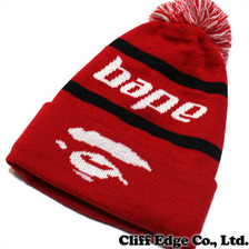 A BATHING APE APE FACE KNIT CAP RED 1A80-180-011画像