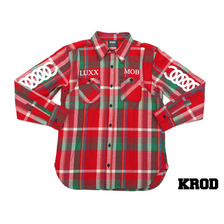 KROD CHAIN LINK L/S FLANNEL SHIRT GREENxRED画像