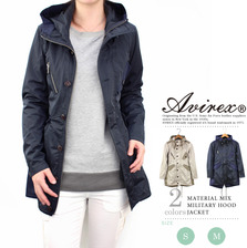 AVIREX LADY'S MATERIAL MIX MILITARY HOOD JACKET 6252036画像