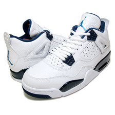 NIKE AIR JORDAN 4 RETRO LS WHITE/LEGEND BLUE-MIDNIGHT NAVY 314254-107画像