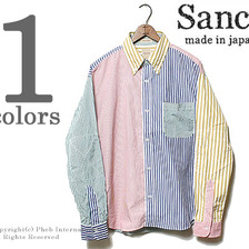 SANCA クレイジーストライプ ビッグシルエットボタンダウンシャツ S15SSH10画像