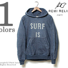 REMI RELIEF SURF IS インディゴ裏毛プリントパーカー RN1516-9137画像