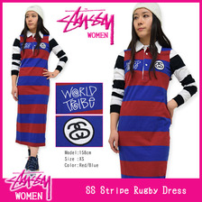 STUSSY WOMEN SS Stripe Rugby Dress 214241画像