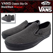 VANS Classic Slip-On Black/Black Washed VN-0ZMR5Q6画像